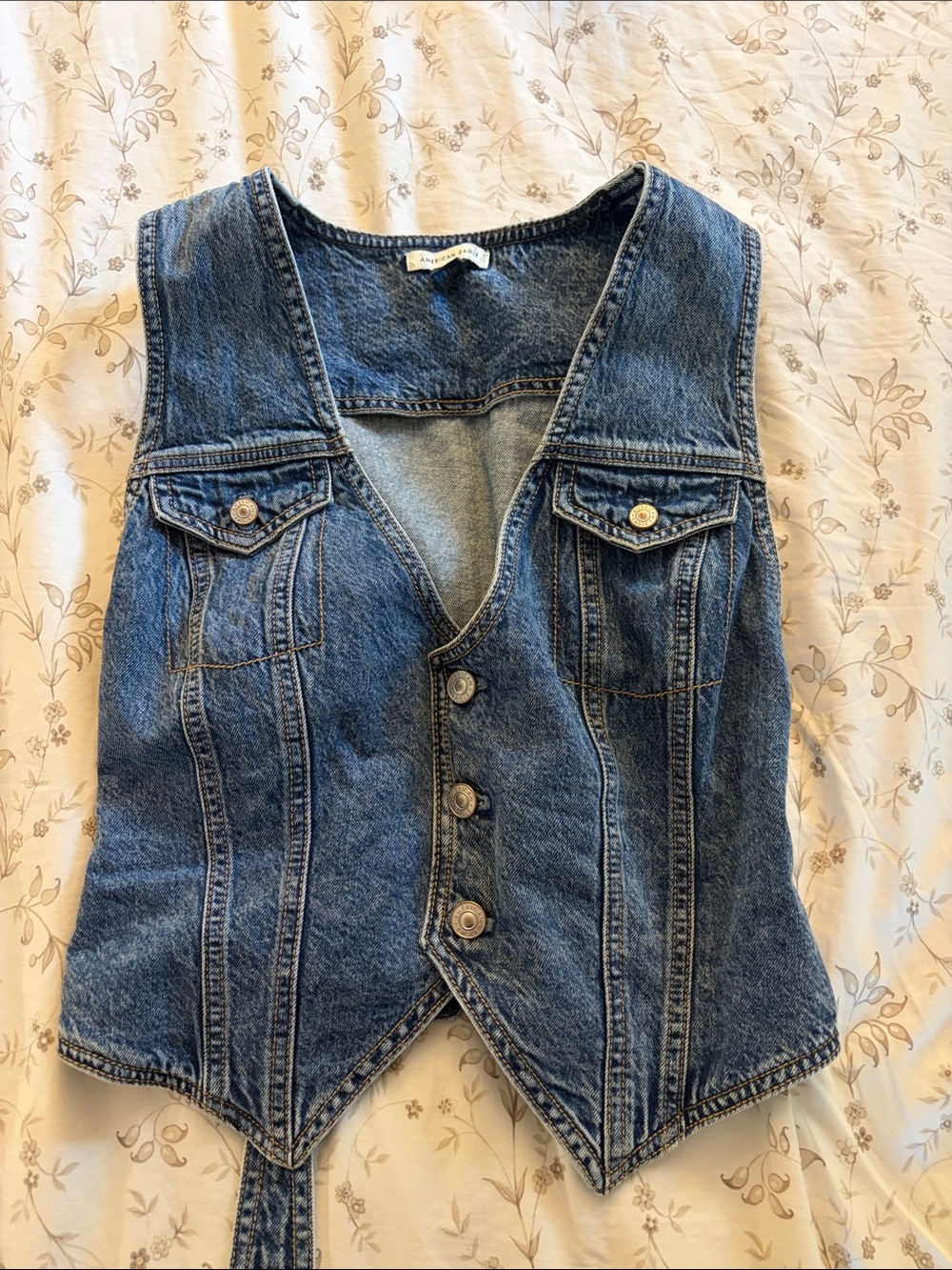 Western Denim Vest with Adjustable Strap in the back